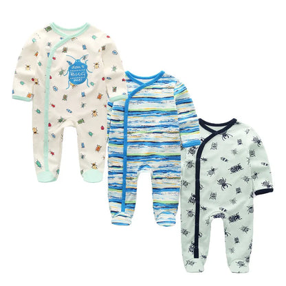 3 Pcs/Lot Cotton Baby Rompers – Cozy Cartoon Jumpsuits Unisex