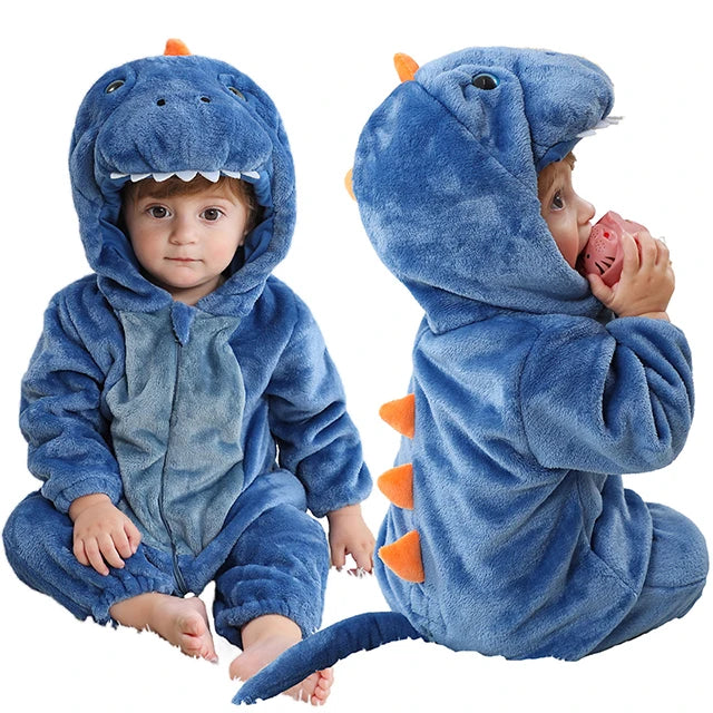 Cozy Winter Baby Romper Hooded Flannel Jumpsuit for Kids