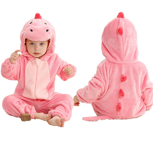 Cozy Winter Baby Romper Hooded Flannel Jumpsuit for Kids